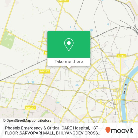 Phoenix Emergency & Critical CARE Hospital, 1ST FLOOR ,SARVOPARI MALL, BHUYANGDEV CROSS ROAD ,SOLA map