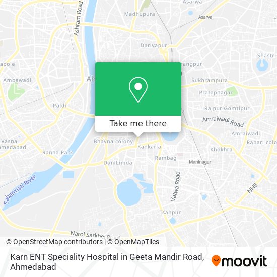 Karn ENT Speciality Hospital in Geeta Mandir Road map
