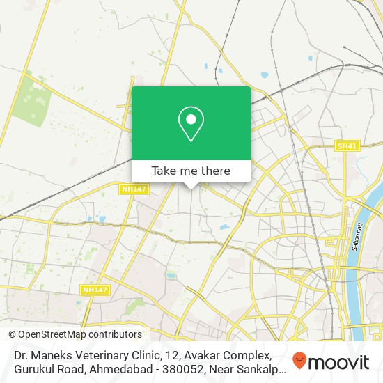 Dr. Maneks Veterinary Clinic, 12, Avakar Complex, Gurukul Road, Ahmedabad - 380052, Near Sankalp Re map