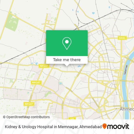 Kidney & Urology Hospital in Memnagar map