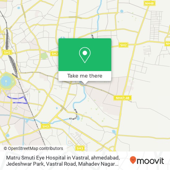 Matru Smuti Eye Hospital in Vastral, ahmedabad, Jedeshwar Park, Vastral Road, Mahadev Nagar Tekra, map