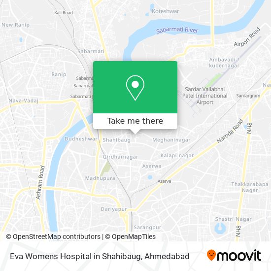 Eva Womens Hospital in Shahibaug map