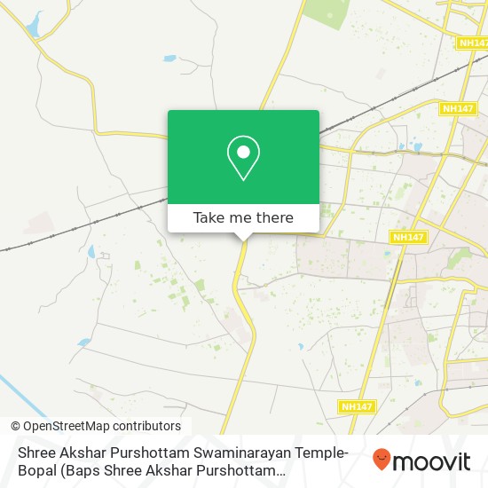 Shree Akshar Purshottam Swaminarayan Temple-Bopal map