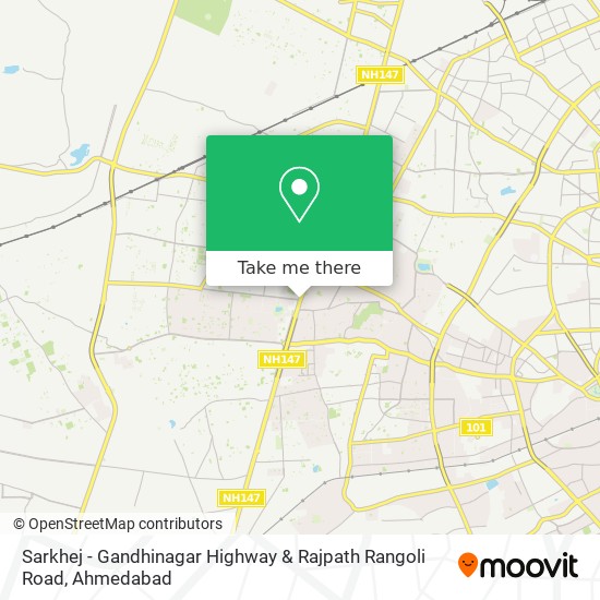 Sarkhej - Gandhinagar Highway & Rajpath Rangoli Road map