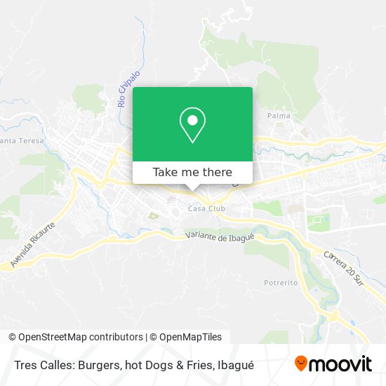 Tres Calles: Burgers, hot Dogs & Fries map