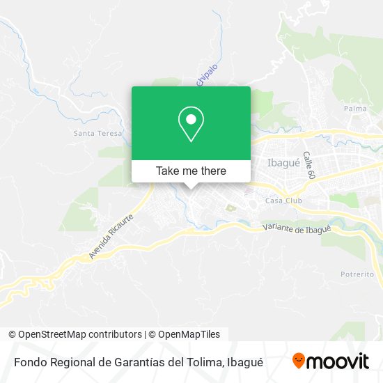 Fondo Regional de Garantías del Tolima map