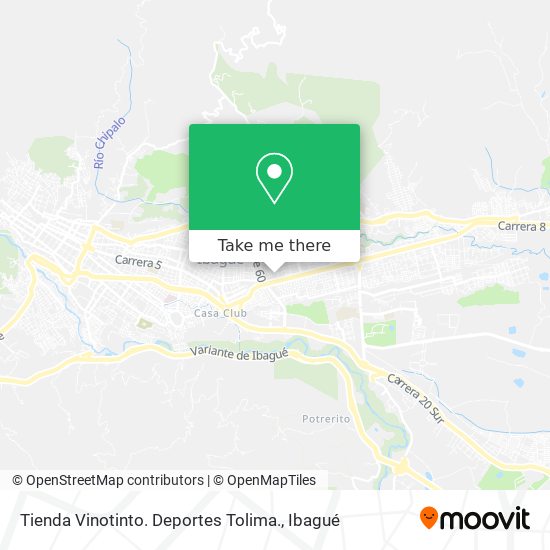 Tienda Vinotinto. Deportes Tolima. map