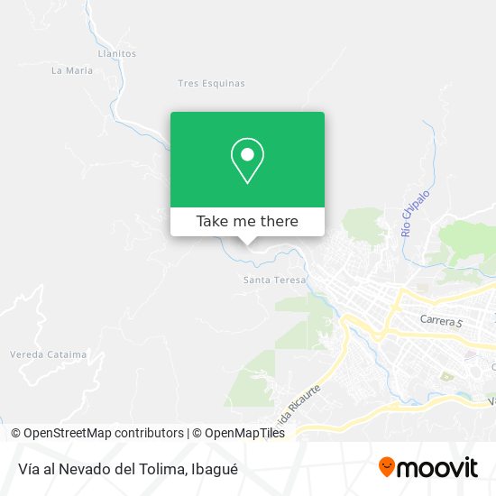 Vía al Nevado del Tolima map