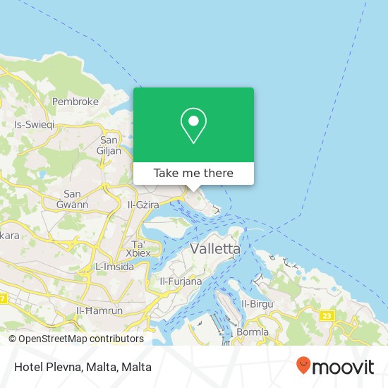 Hotel Plevna, Malta map