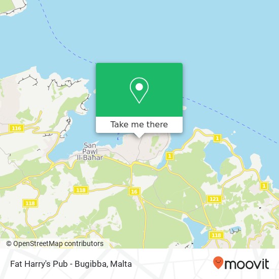 Fat Harry's Pub - Bugibba map