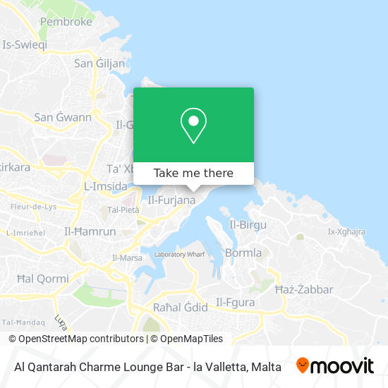 Al Qantarah Charme Lounge Bar - la Valletta map