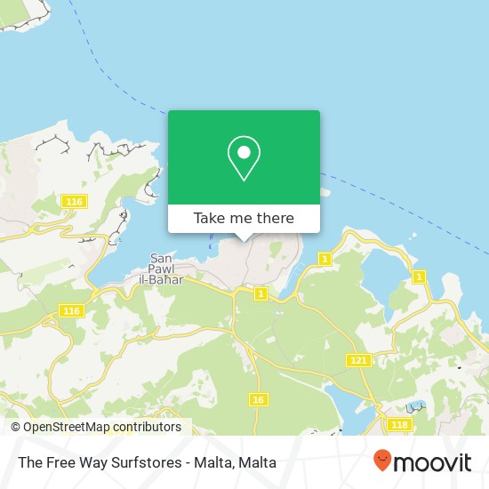 The Free Way Surfstores - Malta map