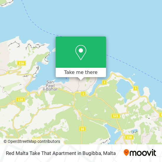 Red Malta Take That Apartment in Bugibba map