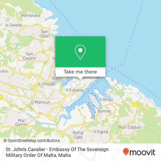 St. John's Cavalier - Embassy Of The Sovereign Military Order Of Malta map