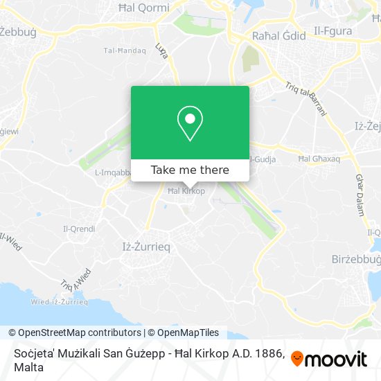 Soċjeta' Mużikali San Ġużepp - Ħal Kirkop A.D. 1886 map