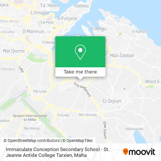 Immaculate Conception Secondary School - St. Jeanne Antide College Tarxien map