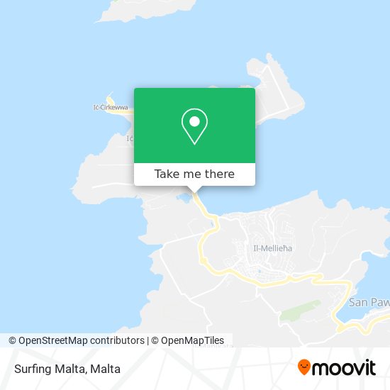 Surfing Malta map