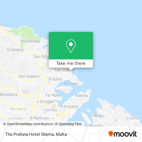 The Preluna Hotel Sliema map