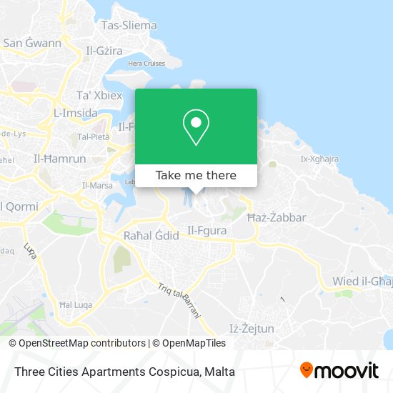 Three Cities Apartments Cospicua map