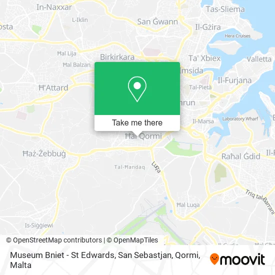 Museum Bniet - St Edwards, San Sebastjan, Qormi map