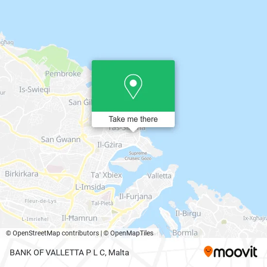 BANK OF VALLETTA P L C map