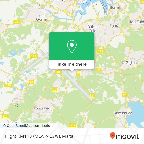 Flight KM118 (MLA -> LGW) map