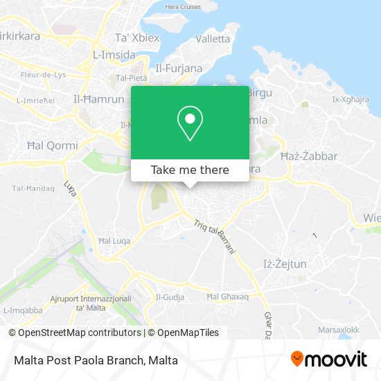 Malta Post Paola Branch map