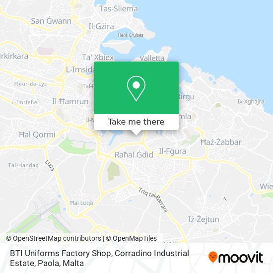 BTI Uniforms Factory Shop, Corradino Industrial Estate, Paola map