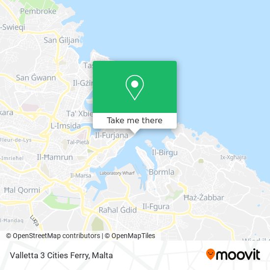 Valletta 3 Cities Ferry map