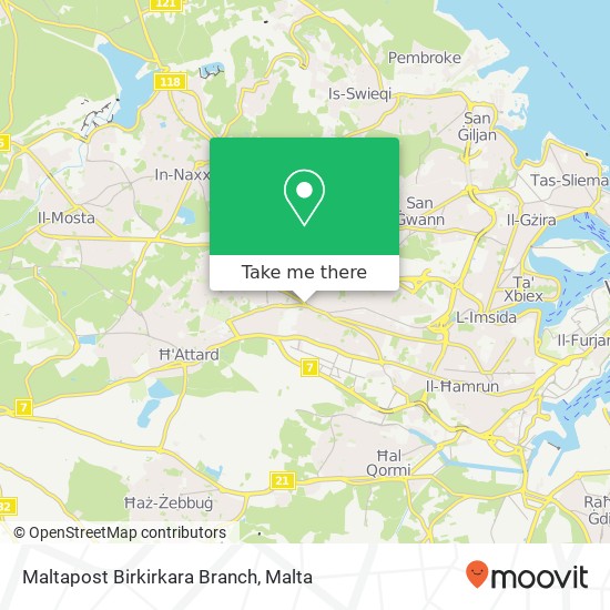 Maltapost Birkirkara Branch map