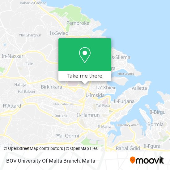BOV University Of Malta Branch map