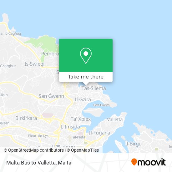 Malta Bus to Valletta map