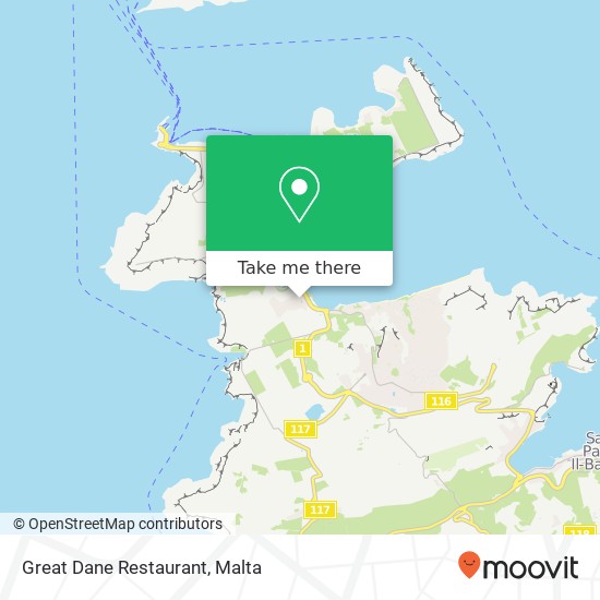 Great Dane Restaurant map