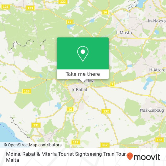 Mdina, Rabat & Mtarfa Tourist Sightseeing Train Tour map