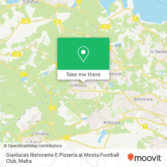 Gianluca's Ristorante E Pizzeria at Mosta Football Club map