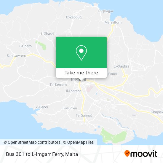 Bus 301 to L-Imgarr Ferry map