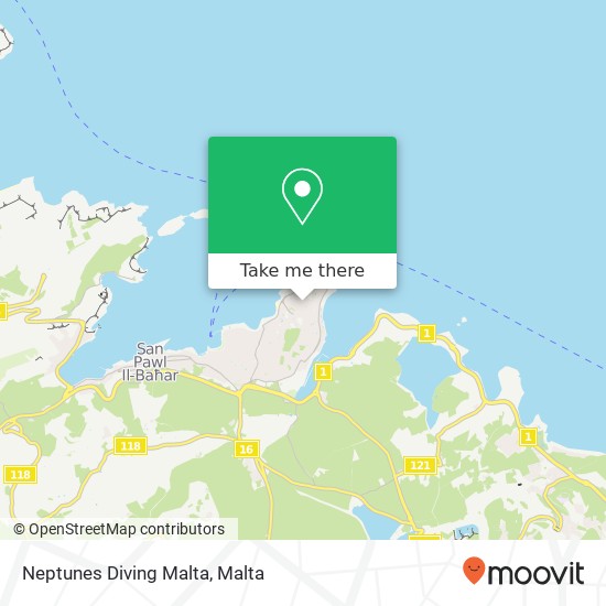 Neptunes Diving Malta map