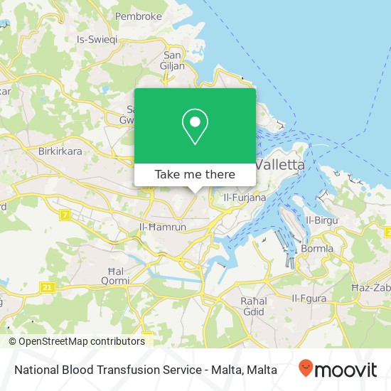 National Blood Transfusion Service - Malta map