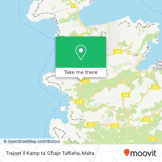 Trejqet il-Kamp ta' Għajn Tuffieha map