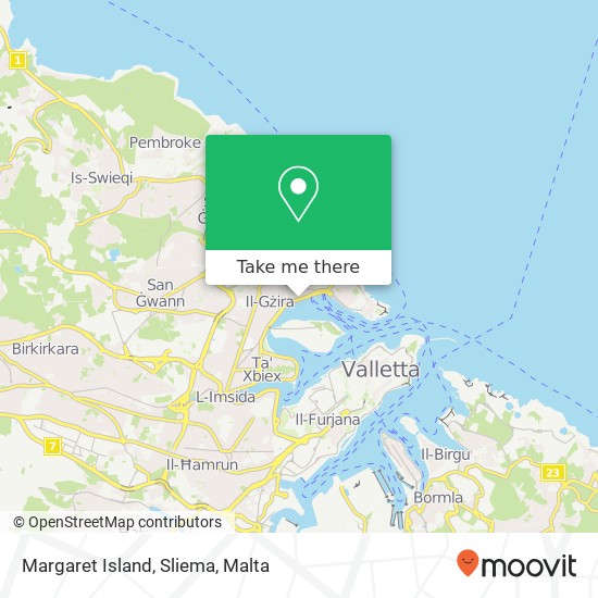 Margaret Island, Sliema map