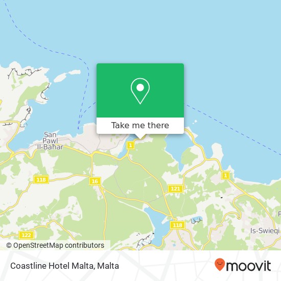 Coastline Hotel Malta map