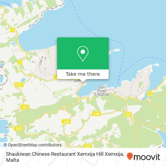 Shaukiwan Chinese Restaurant Xemxija Hill Xemxija map