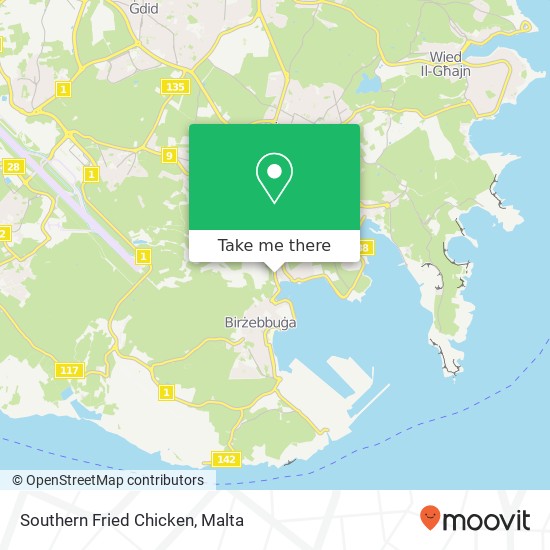 Southern Fried Chicken, Triq Għar Dalam Birżebbuġa BBG map