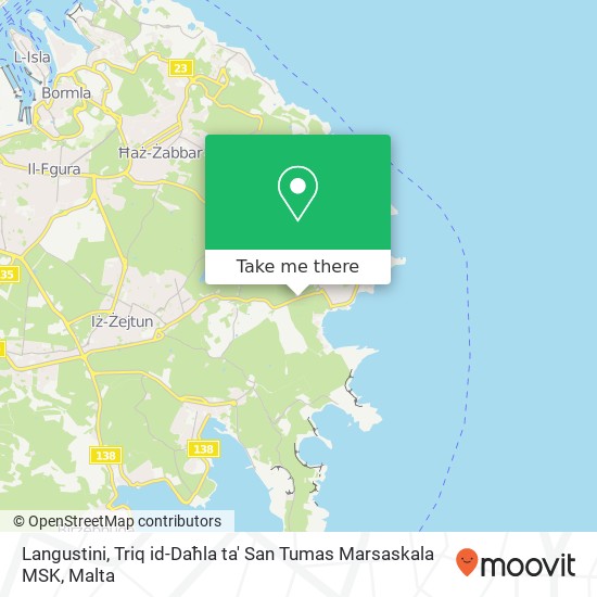 Langustini, Triq id-Daħla ta' San Tumas Marsaskala MSK map
