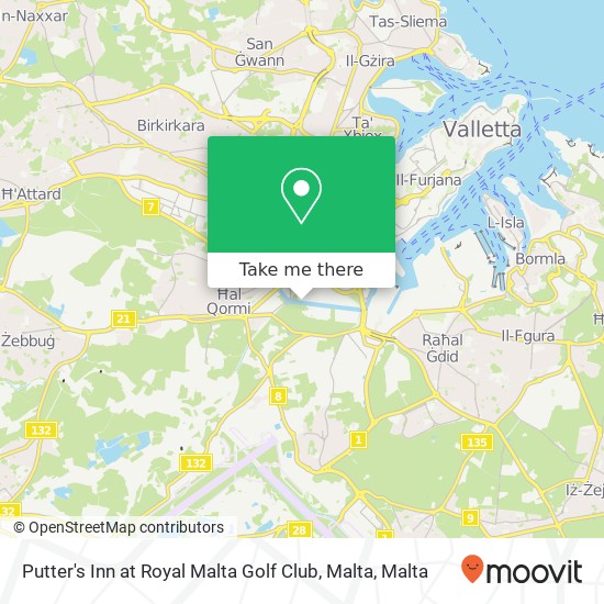 Putter's Inn at Royal Malta Golf Club, Malta map