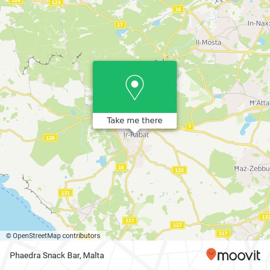 Phaedra Snack Bar, Triq San Kataldu Rabat RBT map