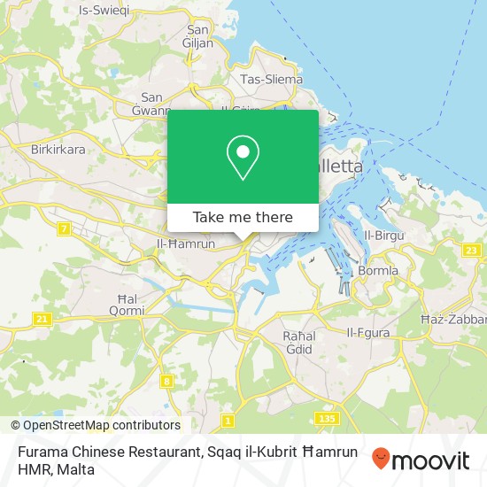 Furama Chinese Restaurant, Sqaq il-Kubrit Ħamrun HMR map