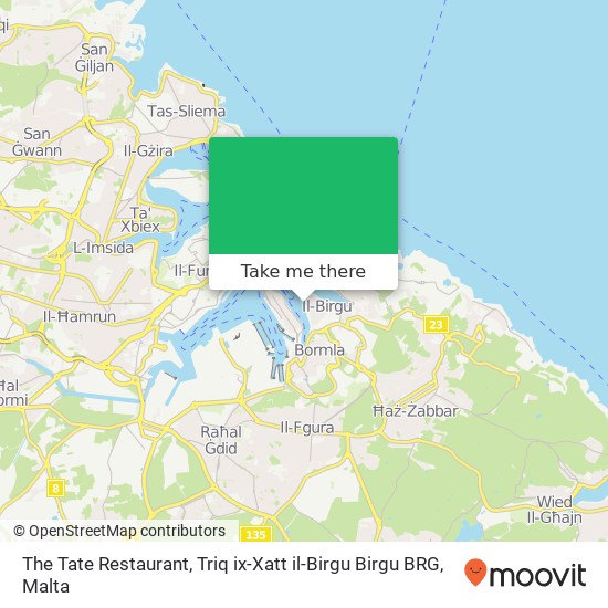 The Tate Restaurant, Triq ix-Xatt il-Birgu Birgu BRG map
