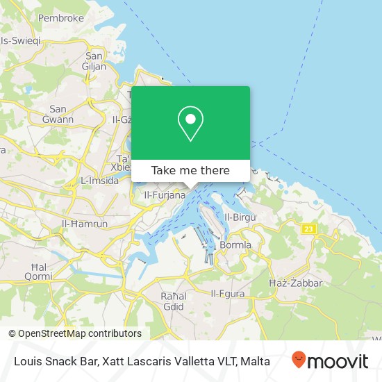 Louis Snack Bar, Xatt Lascaris Valletta VLT map