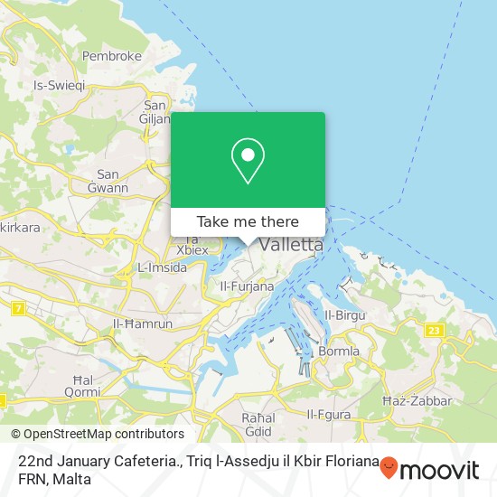 22nd January Cafeteria., Triq l-Assedju il Kbir Floriana FRN map